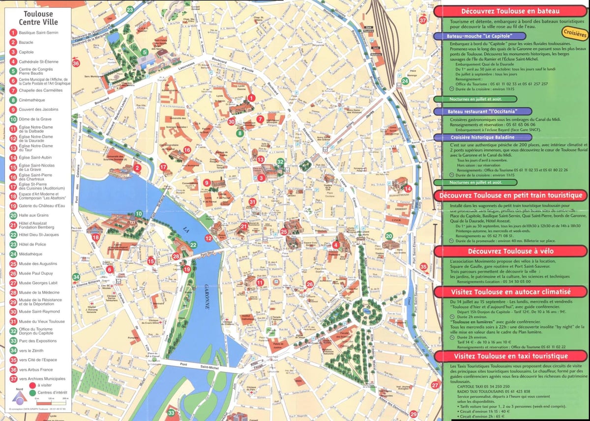 Toulouse, আকর্ষণ ম্যাপ