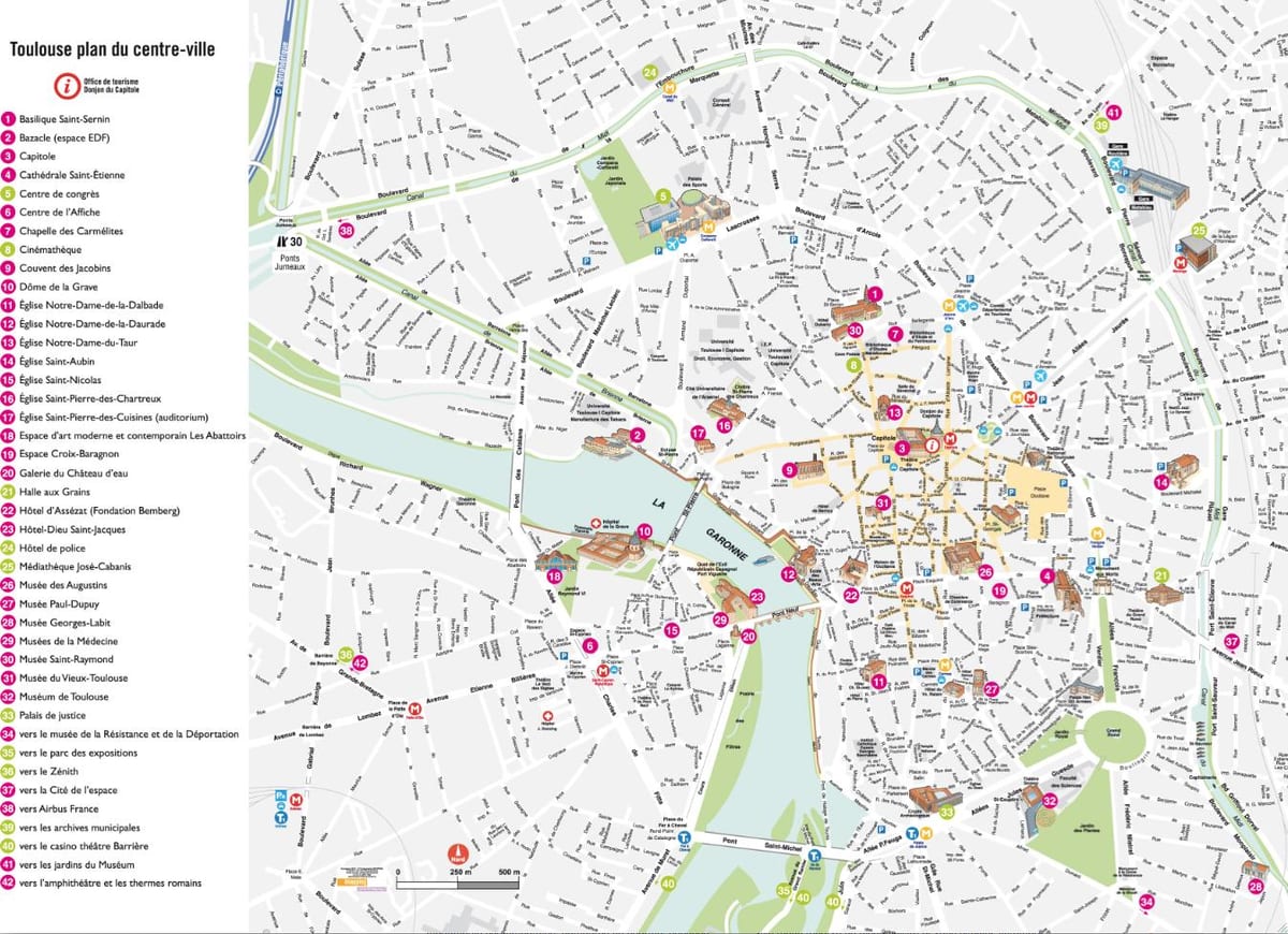 Toulouse, পর্যটন মানচিত্র