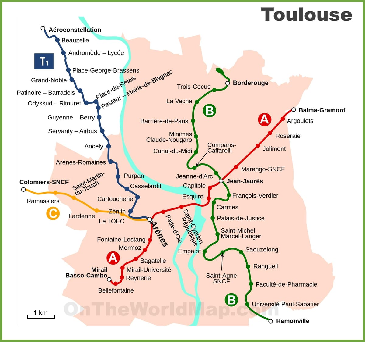 Toulouse, ভূগর্ভস্থ মানচিত্র