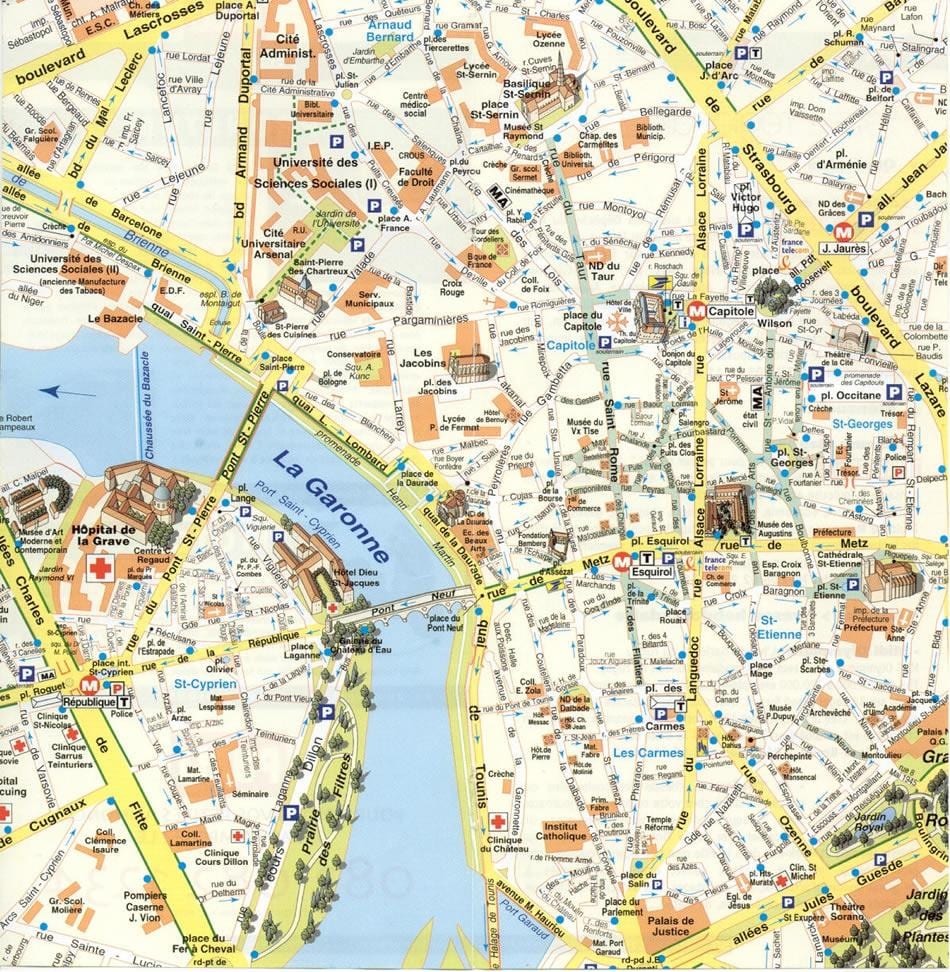 map of Toulouse, শহরতলী