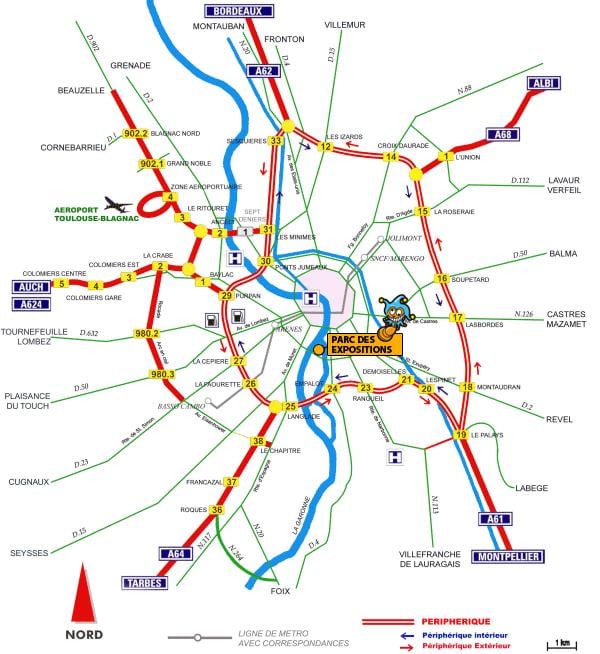 map of Toulouse, হাইওয়ে