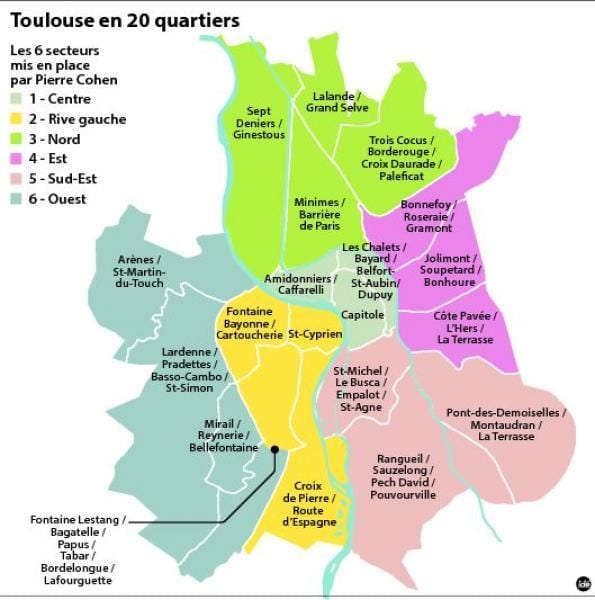 map of Toulouse অ্যারোঁদিসেমেন্ট